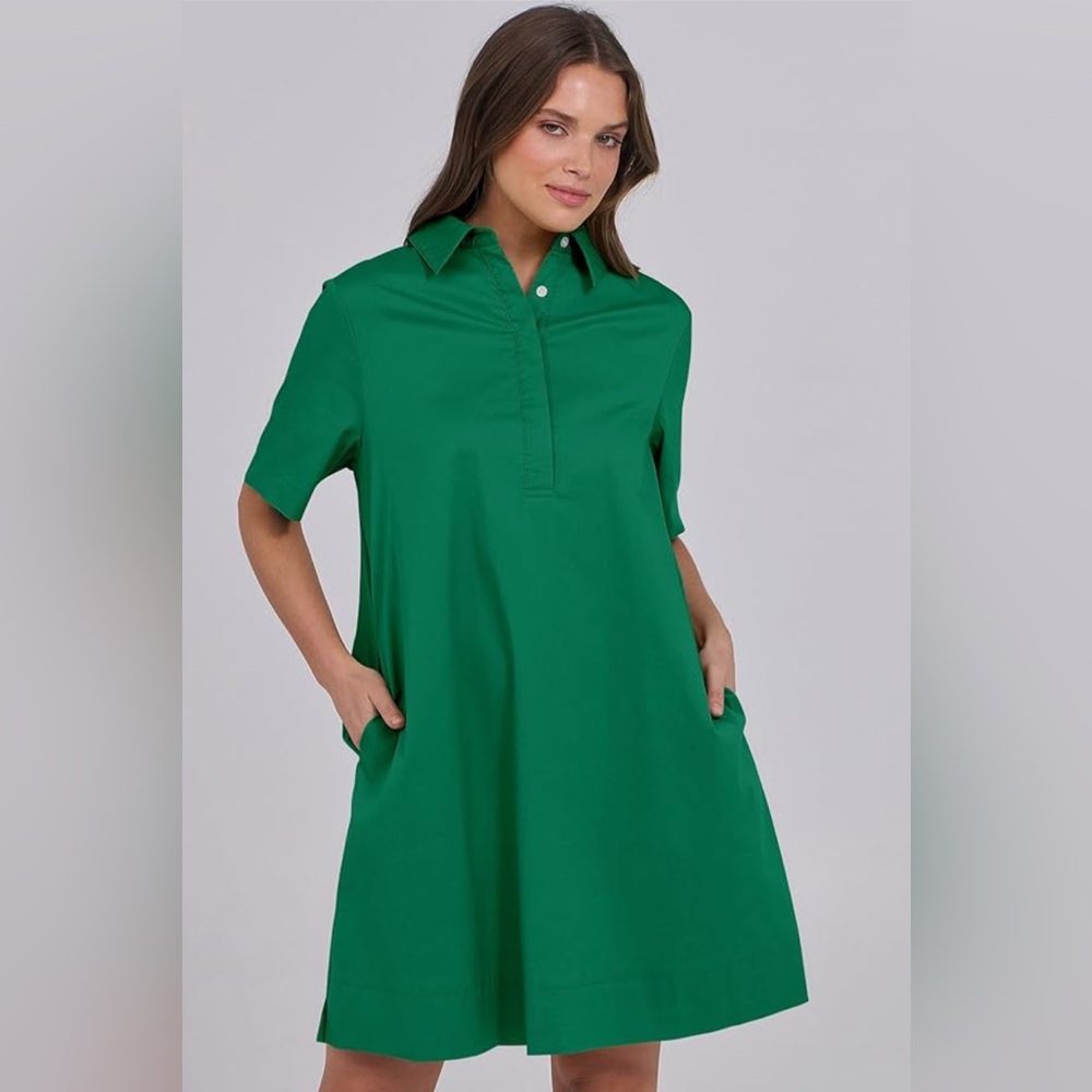 Green Short Sleeve Dress M (with pockets)